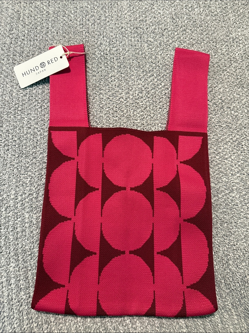 Pink Geometric Knit Tote Bag